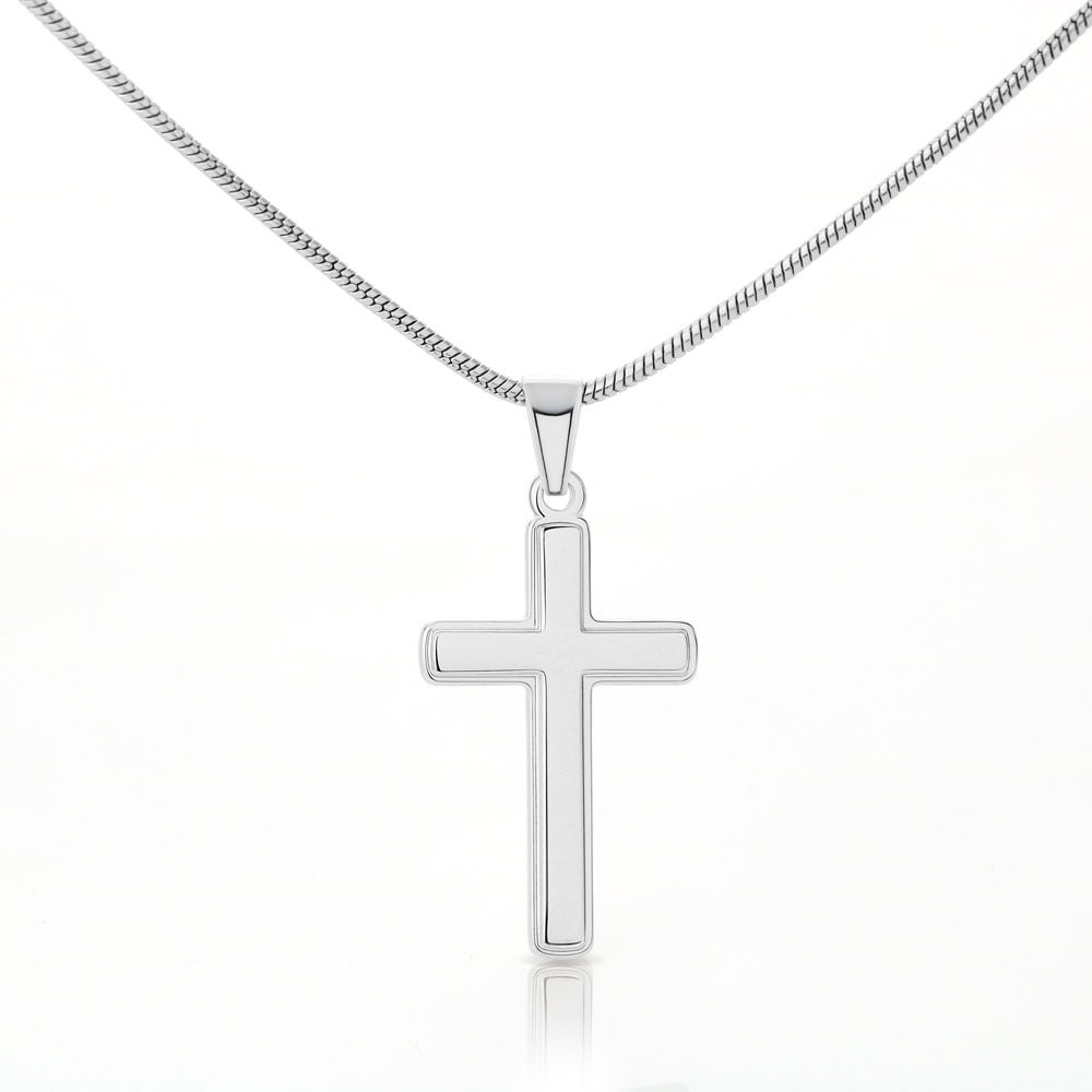 Our Cross Necklace is the perfect gift for any occasion, including birthdays and holidays. Available in polished stainless steel or 14K yellow gold.