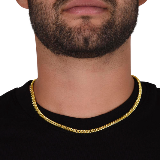 Cuban Link Necklace, 14K Yellow Gold Finish Cuban Link Chain, Men's Necklace, Stainless Steel Necklace, Silver Chain, Birthday Gift for him