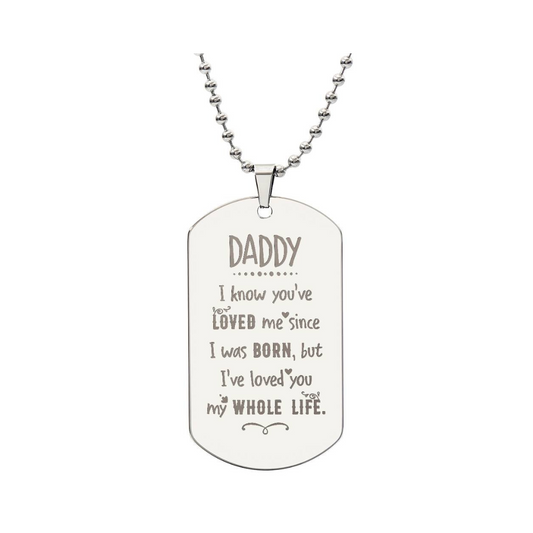 Surprise your loved one by giving them this unique and eye catching Engraved Dog Tag Necklace! It's a classic, yet stylish statement piece that is sure to spark conversation.