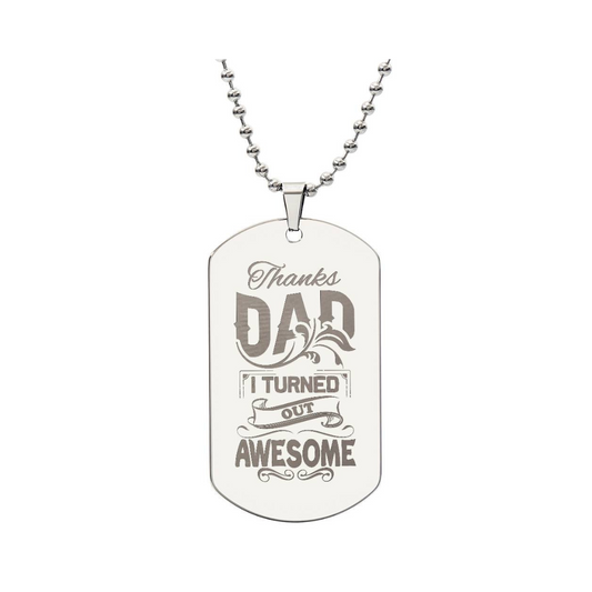 Surprise your loved one by giving them this unique and eye catching Engraved Dog Tag Necklace! It's a classic, yet stylish statement piece that is sure to spark conversation.