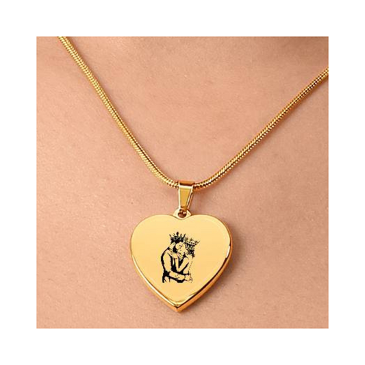 Engraved Heart Necklace - King & Queen Couple