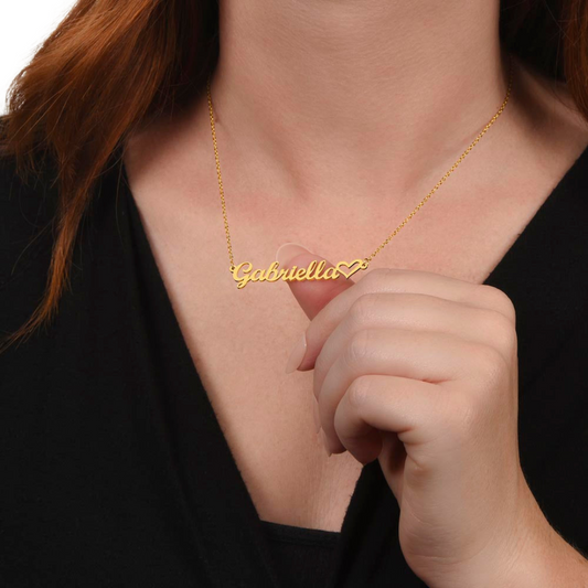 Name Necklace With Heart, Personalized Name Pendant, Love Name Necklace, Custom Name Jewelry, Mothers Day Gift, Valentine Gift for Her