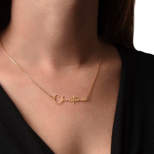 Signature Style Name Necklace, Personalized Name Jewelry, Custom Name Pendant, Mothers Day Gift, Valentine Gift for Her, Birthday Gift