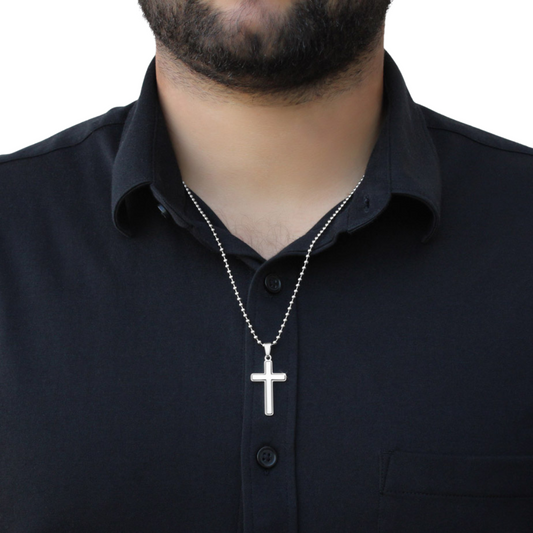 Stainless Cross Necklace with Ball Chain, Unisex Cross Pendant, Artisan Crafted Jewelry, Gift for her, Gift for him, Birthday Valentine Gift