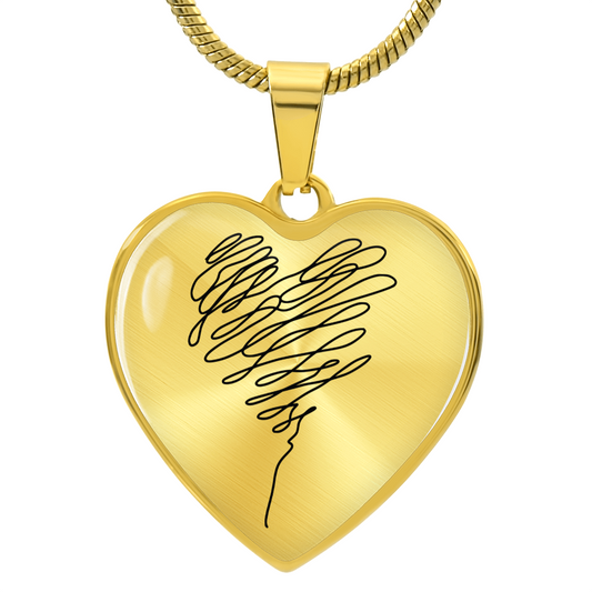 Graphic Heart Pendant + Necklace - Scribbled Heart