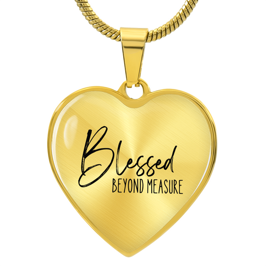 Graphic Heart Pendant + Necklace - Blessed Beyond Measure