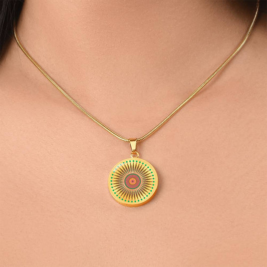 Graphic Circle Pendant + Necklace - Abstract Mandala 29