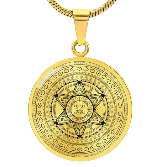 Graphic Circle Pendant + Necklace - Abstract Mandala 9