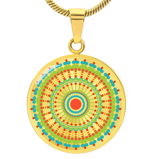 Graphic Circle Pendant + Necklace - Abstract Mandala 66