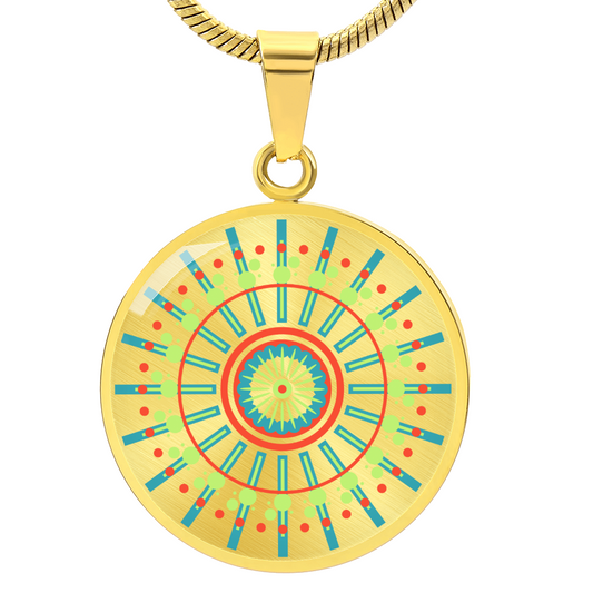 Graphic Circle Pendant + Necklace - Abstract Mandala 43