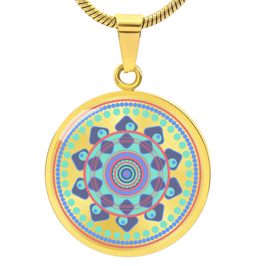 Graphic Circle Pendant + Necklace - Abstract Mandala 44