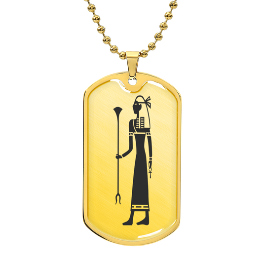 Graphic Dog Tag Pendant + Necklace - Egyptian Woman