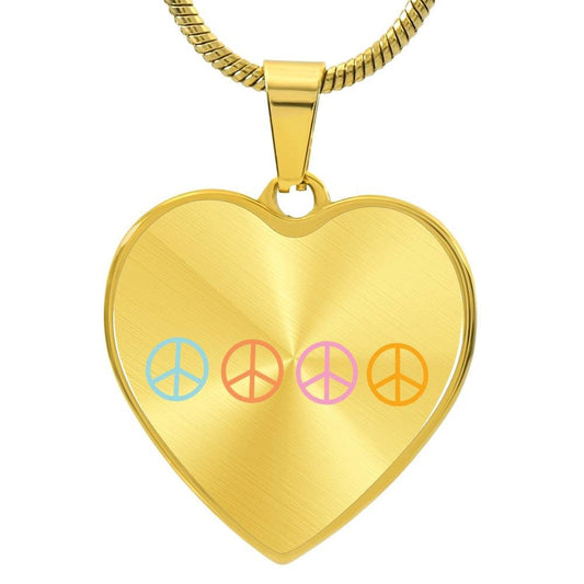 Graphic Heart Pendant + Necklace - Peace Sign