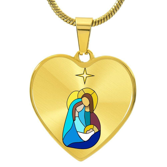 Graphic Heart Pendant + Necklace - Holy Family