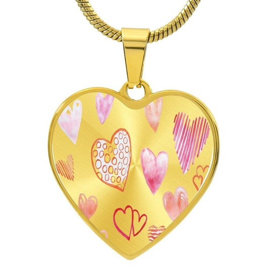 Graphic Heart Pendant + Necklace - Hearts