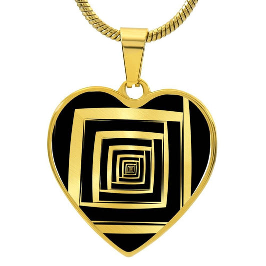 Graphic Heart Pendant + Necklace - Abstract Cyclone