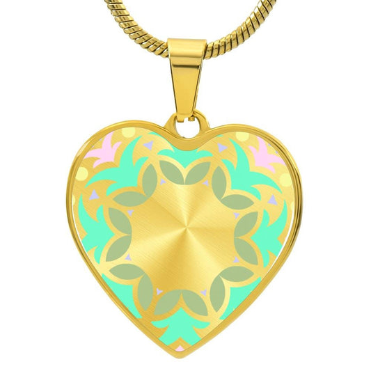 Graphic Heart Pendant + Necklace - Abstract Mandala