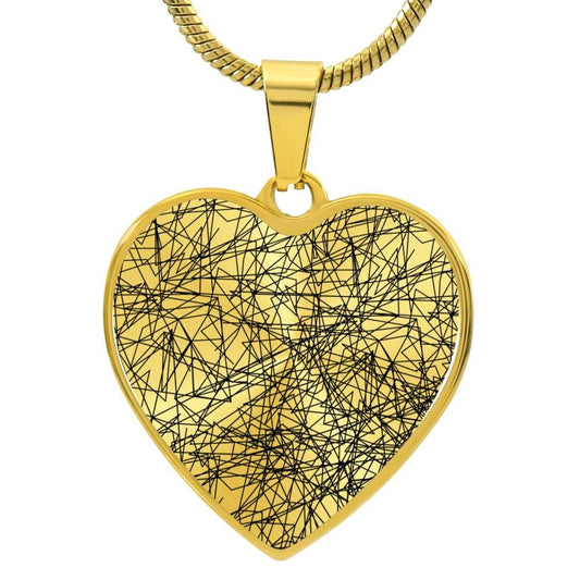 Graphic Heart Pendant + Necklace - Abstract Art Pattern