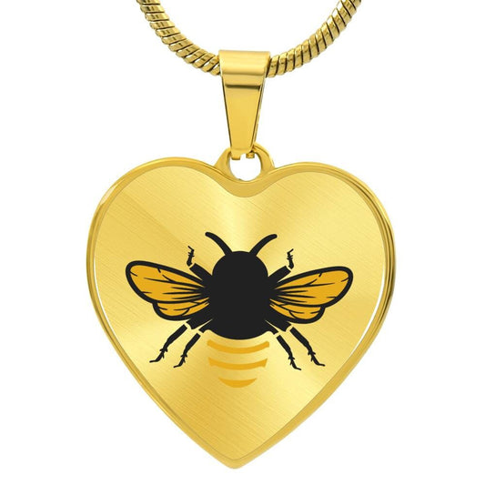 Graphic Heart Pendant + Necklace - Bee