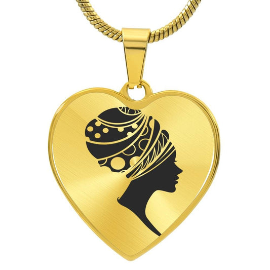 Graphic Heart Pendant + Necklace - Woman In Turban