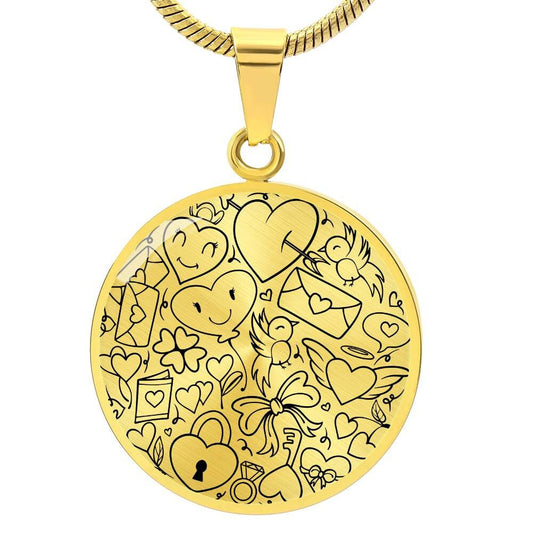 Graphic Circle Pendant + Necklace - Love Valentine