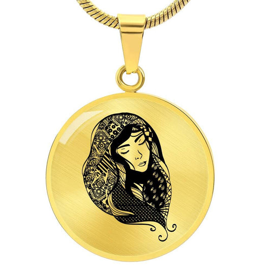 Graphic Circle Pendant + Necklace - Woman In Turban