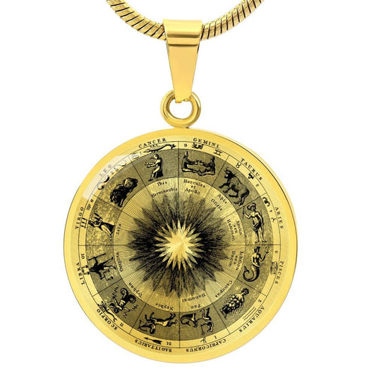 Graphic Circle Pendant + Necklace - Zodiac