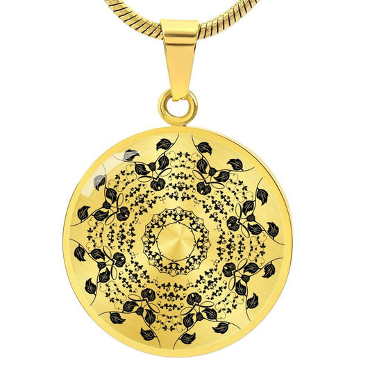 Graphic Circle Pendant + Necklace - Mandala Rosette 2