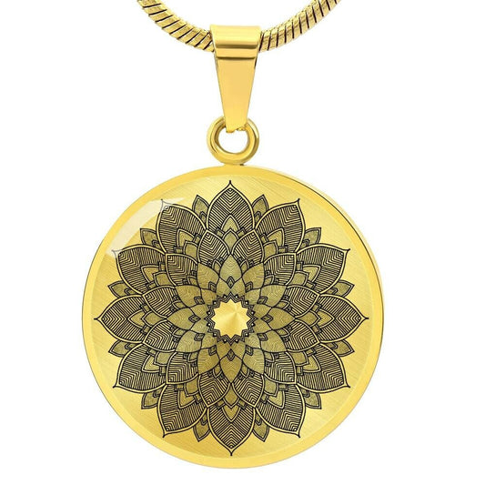 Graphic Circle Pendant + Necklace - Abstract Mandala 19