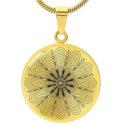 Graphic Circle Pendant + Necklace - Abstract Mandala 12