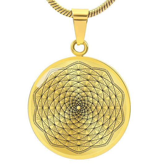 Graphic Circle Pendant + Necklace - Abstract Mandala 12