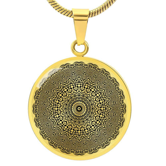 Graphic Circle Pendant + Necklace - Abstract Mandala 7