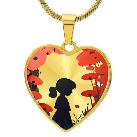 Graphic Heart Pendant + Necklace - Red Poppies