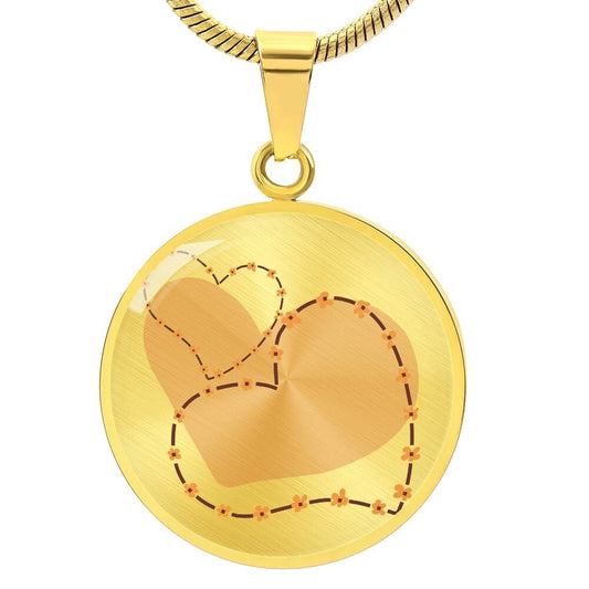 Graphic Circle Pendant + Necklace - 3 Hearts