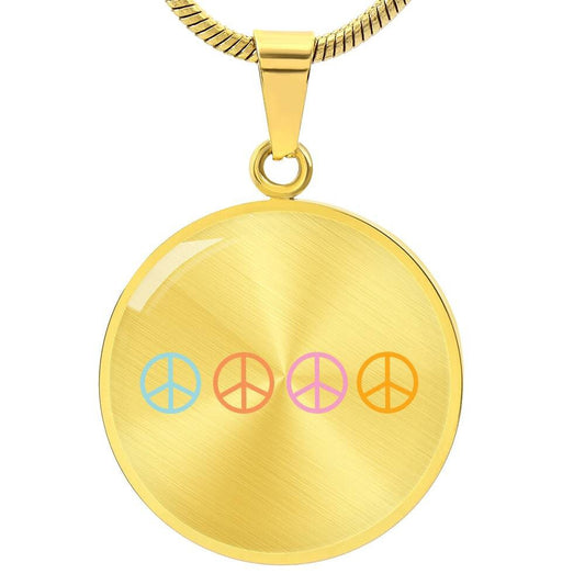 Graphic Circle Pendant + Necklace - Peace Sign