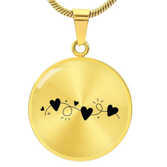 Graphic Circle Pendant + Necklace - Garland of Hearts