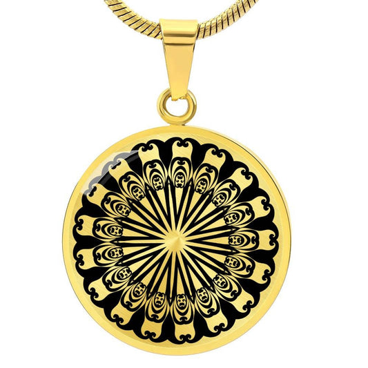 Graphic Circle Pendant + Necklace - Abstract Mandala 9